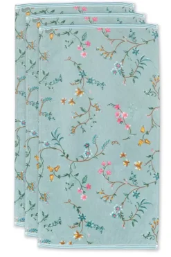 Pip Studio Badhanddoek Set/3 Les Fleurs 55X100 Cm Blauw Clearance