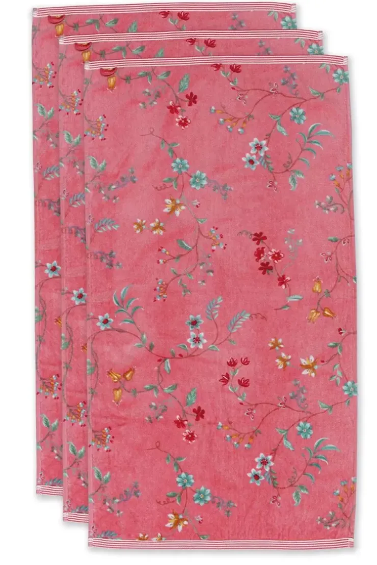 Pip Studio Badhanddoek Set/3 Les Fleurs 55X100 Cm Roze Outlet