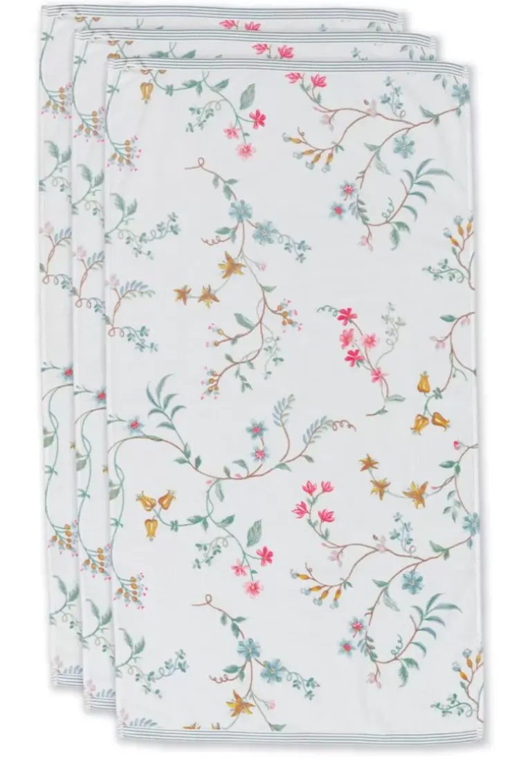 Pip Studio Badhanddoek Set/3 Les Fleurs 55X100 Cm Wit Hot