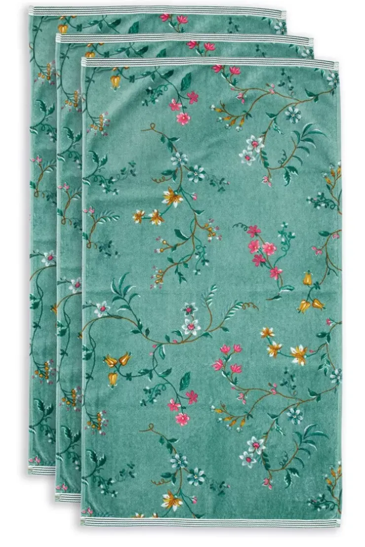 Pip Studio Badhanddoek Set/3 Les Fleurs 55X100 Cm Groen Clearance