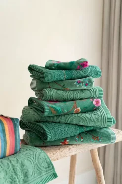 Pip Studio Badhanddoek Set/3 Les Fleurs 55X100 Cm Groen Clearance