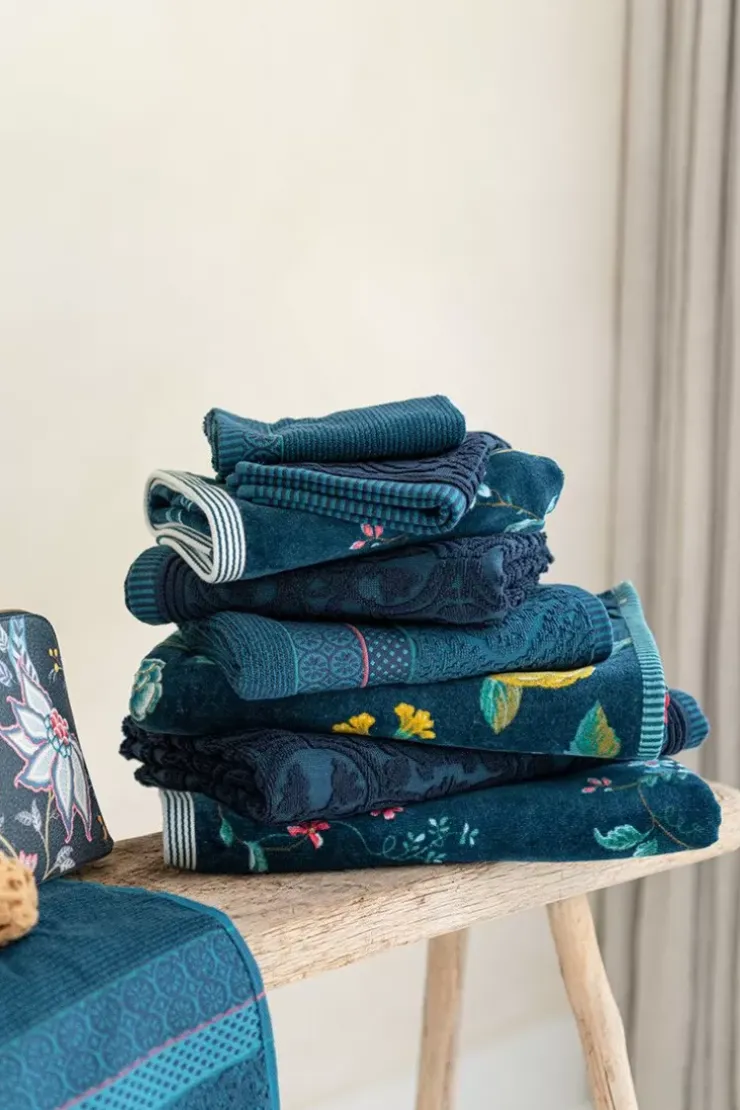 Pip Studio Badhanddoek Set/3 Soft Zellige Donker 55X100 Cm Blauw Sale