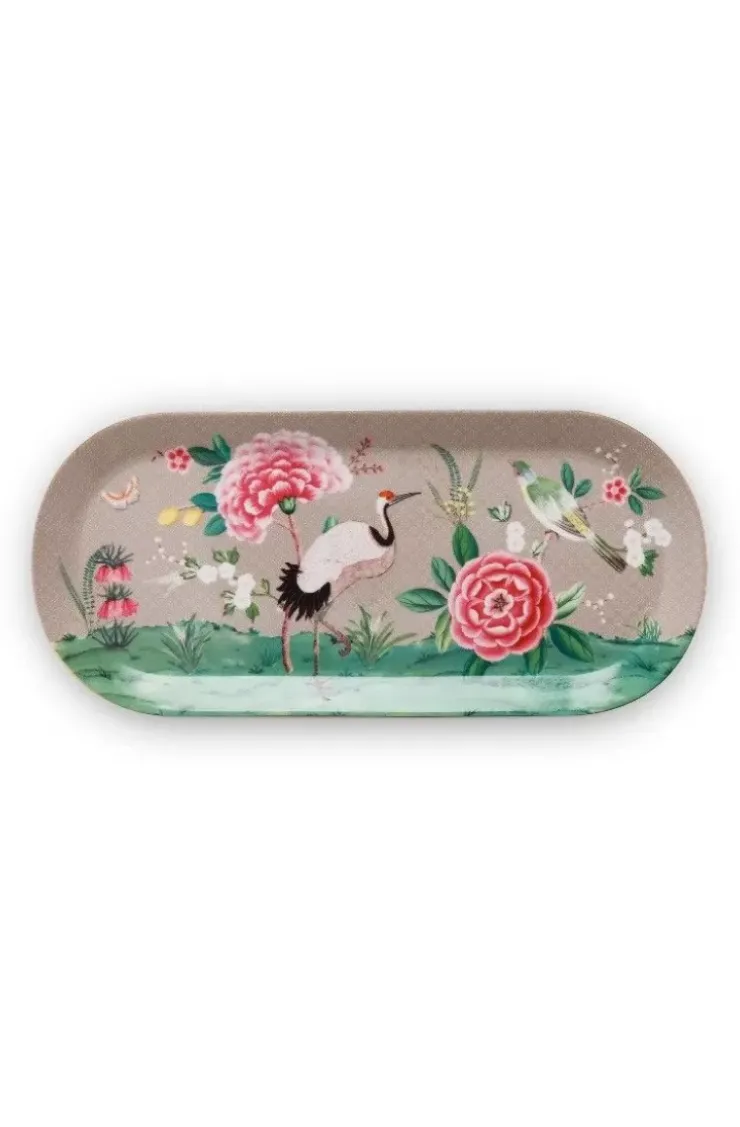 Pip Studio Blushing Birds Rechthoekig Taartplateau Khaki New