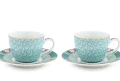 Pip Studio Blushing Birds Set/2 Espresso Kop & Schotel Blauw