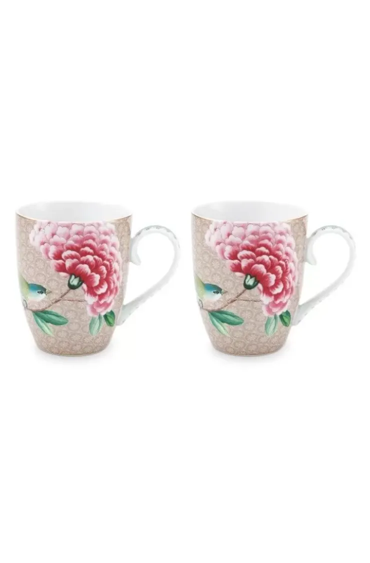 Pip Studio Blushing Birds Set/2 Mokken Groot Khaki Clearance