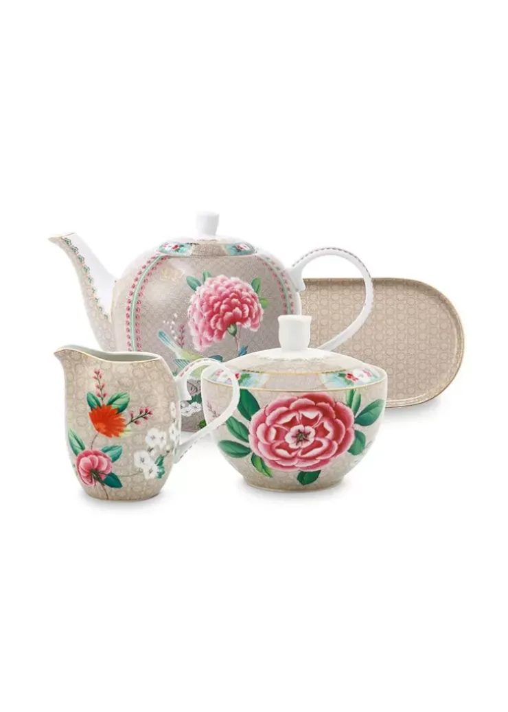 Pip Studio Blushing Birds Thee Set/4 Khaki New