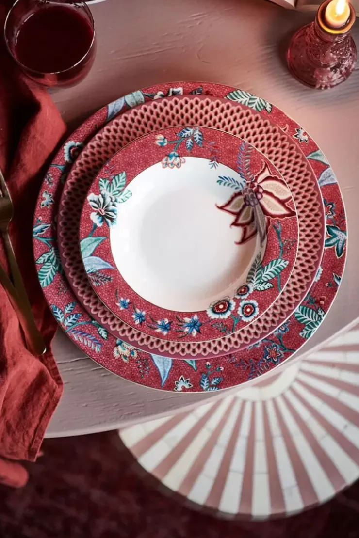 Pip Studio Flower Festival Diep Bord Donker 21.5 Cm Roze New