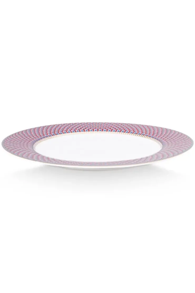 Pip Studio Flower Festival Dinerbord Rood/Lichtblauw 26.5 Cm Multi New