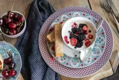 Pip Studio Flower Festival Dinerbord Rood/Lichtblauw 26.5 Cm Multi New