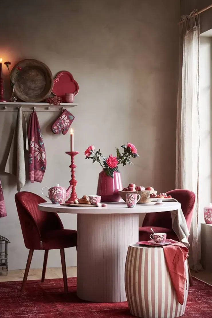 Pip Studio Flower Festival Espresso Kop & Schotel Donker Roze Online