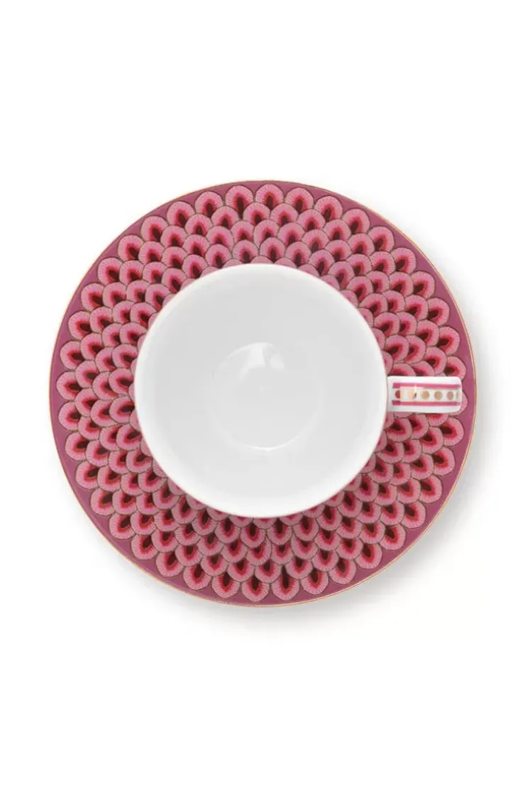 Pip Studio Flower Festival Espresso Kop & Schotel Donker Roze Online
