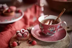 Pip Studio Flower Festival Espresso Kop & Schotel Donker Roze Online