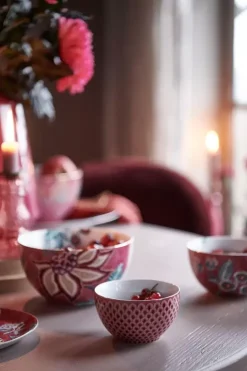 Pip Studio Flower Festival Kom Rood/Donker 9.5 Cm Roze