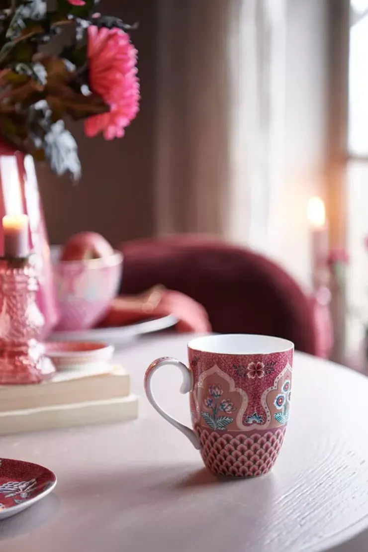 Pip Studio Flower Festival Mok Groot Deco Donker Roze New