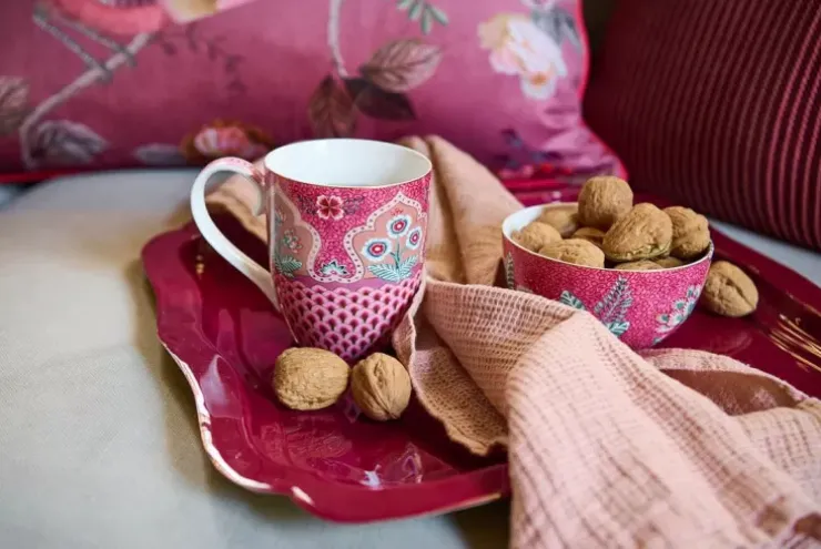 Pip Studio Flower Festival Mok Groot Deco Donker Roze New