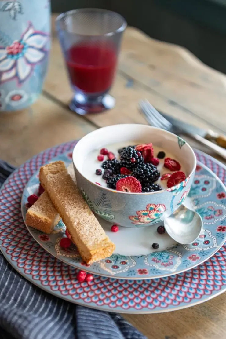 Pip Studio Flower Festival Ontbijtbord Licht 21 Cm Blauw