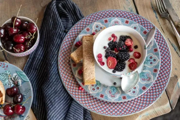 Pip Studio Flower Festival Ontbijtbord Licht 21 Cm Blauw