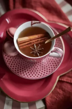 Pip Studio Flower Festival Set/2 Espresso Kop & Schotel Donker Roze