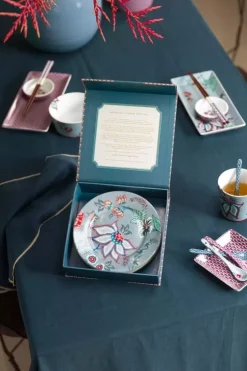 Pip Studio Flower Festival Set/4 Gebaksborden Licht 17Cm Blauw Outlet