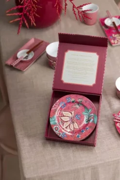 Pip Studio Flower Festival Set/4 Gebaksborden Donker 17Cm Roze Outlet