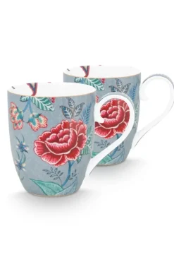 Pip Studio Flower Festival Set/2 Mokken Xl Licht Blauw Hot