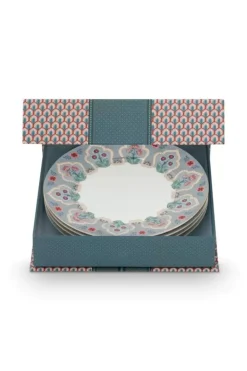 Pip Studio Flower Festival Set/4 Ontbijtborden Licht 21Cm Blauw Online