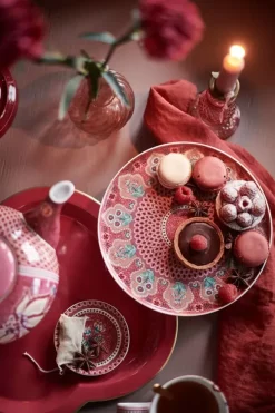 Pip Studio Flower Festival Taartplateau Klein Donker Roze Hot