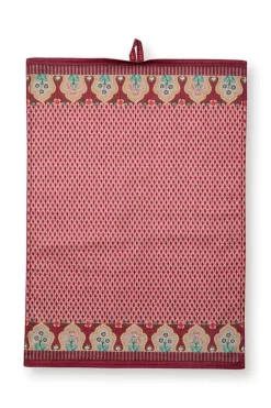 Pip Studio Flower Festival Tea Towel Red/Dark Pink Online