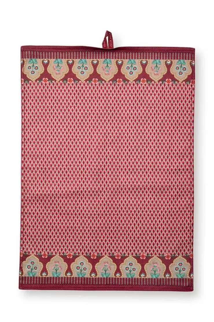 Pip Studio Flower Festival Tea Towel Red/Dark Pink Online