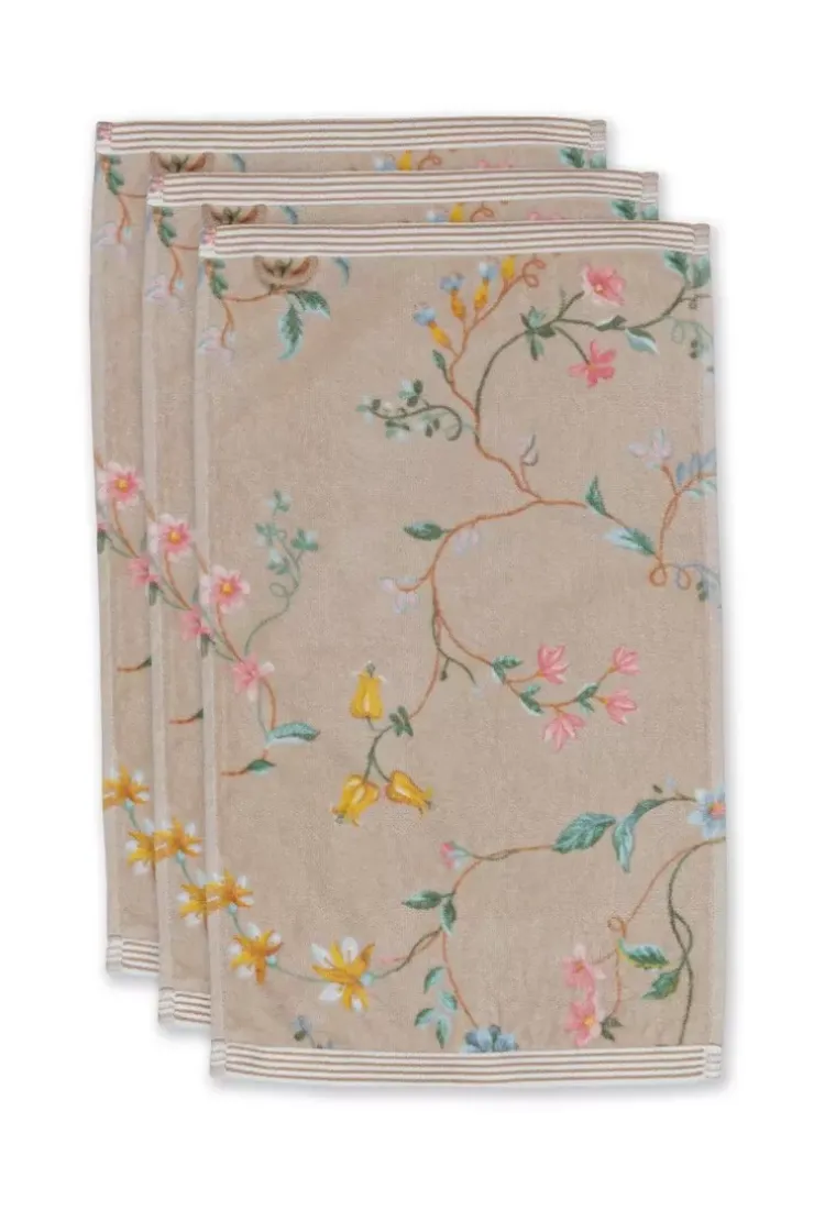 Pip Studio Gastendoek Set/3 Les Fleurs 30X50 Cm Khaki Discount