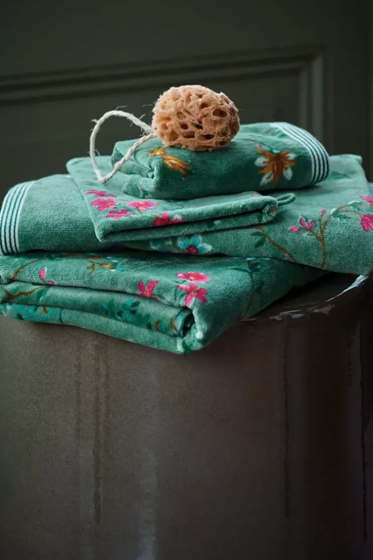 Pip Studio Grote Handdoek Les Fleurs 70X140 Cm Groen Clearance