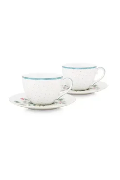 Pip Studio Jolie Set/2 Cappuccino Kop & Schotel Dots Gold Best
