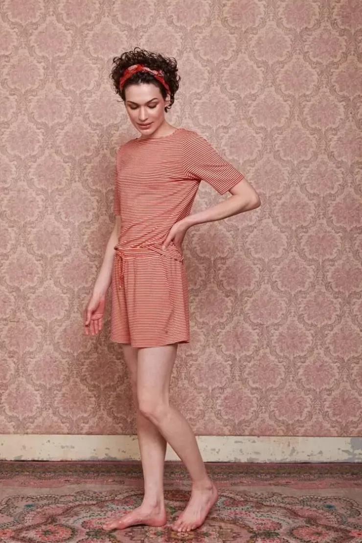 Pip Studio Korte Broek Little Sumo Stripe Koraal Rood Clearance