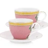 Pip Studio La Majorelle Set/2 Espresso Kop & Schotel Roze Clearance