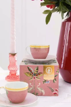 Pip Studio La Majorelle Set/2 Espresso Kop & Schotel Roze Clearance