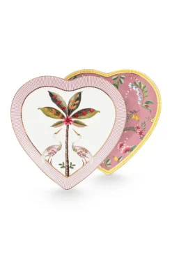 Pip Studio La Majorelle Set/2 Hartvormige Borden Roze Best