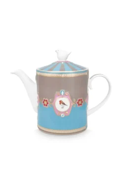 Pip Studio Love Birds Theepot Medium Blauw/Khaki Multi Discount