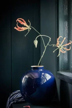 Pip Studio Metalen Vaas Donker 23 Cm Blauw Discount