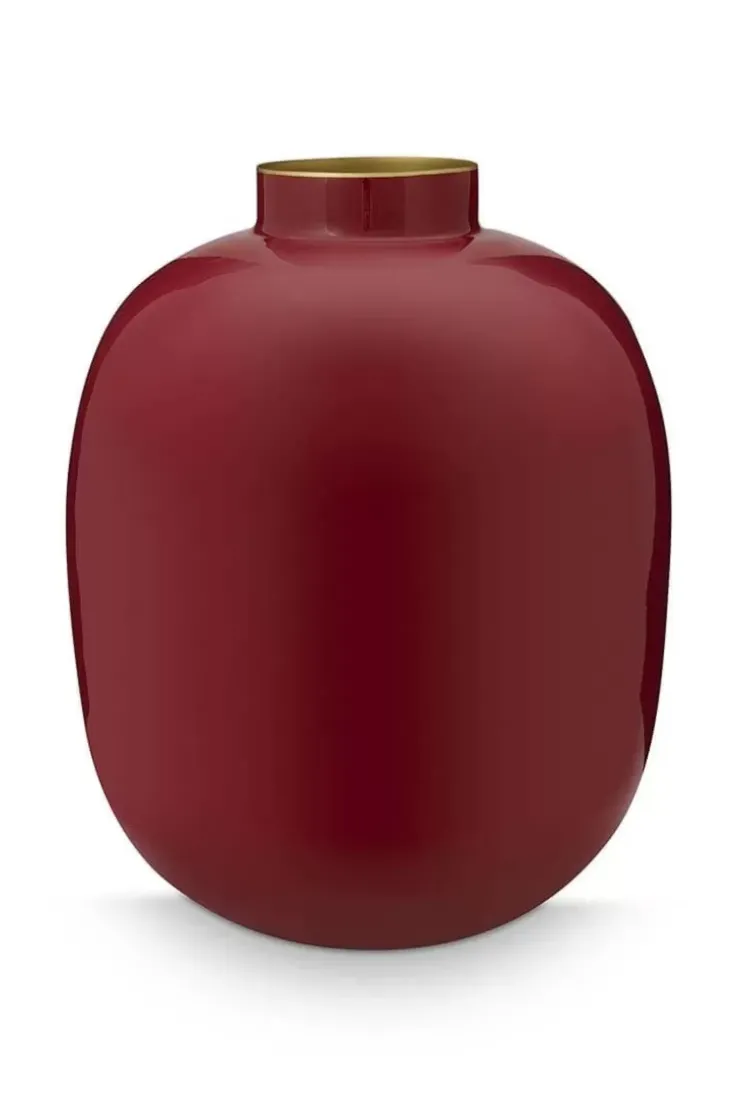 Pip Studio Metalen Vaas Donker 32Cm Rood Discount