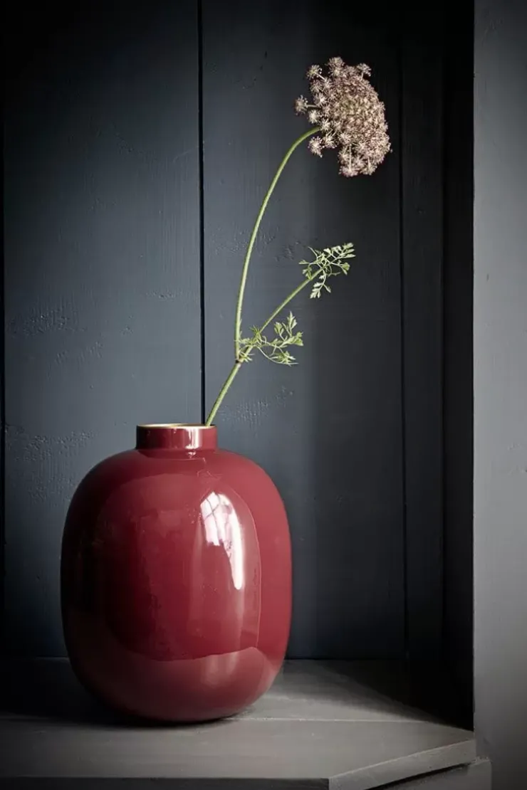 Pip Studio Metalen Vaas Donker 32Cm Rood Discount