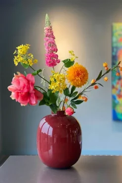 Pip Studio Metalen Vaas Donker 32Cm Rood Discount