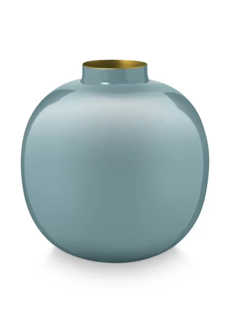 Pip Studio Metalen Vaas Licht 23 Cm Blauw Clearance