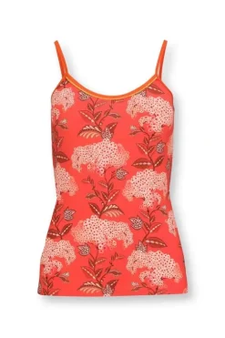 Pip Studio Mouwloze Top Flora Firenze Koraal Rood Hot