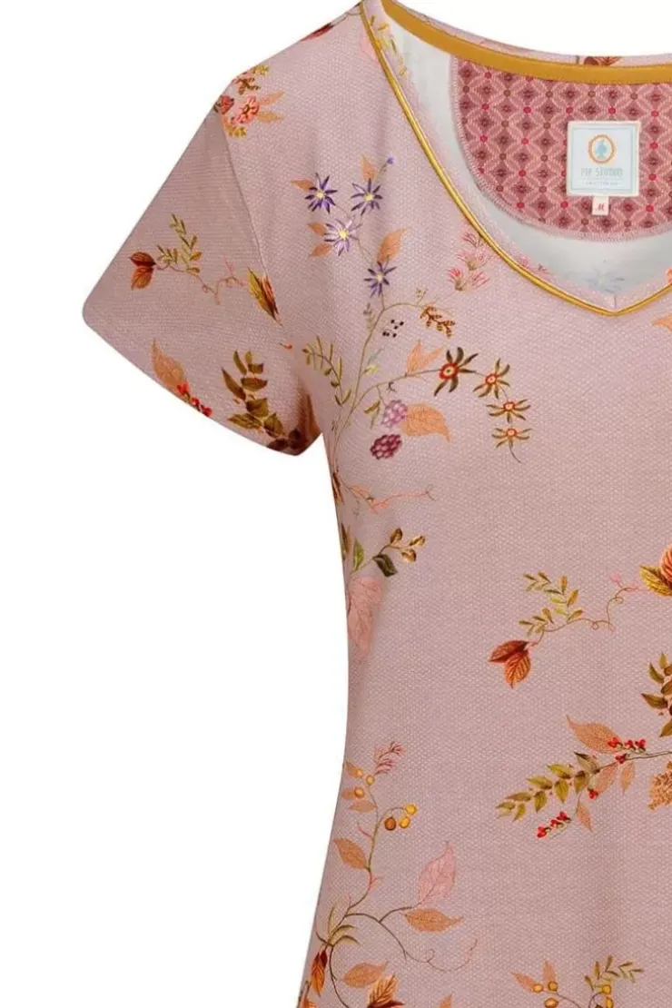 Pip Studio Nachthemd Korte Mouw Kawai Flower Licht Roze Discount