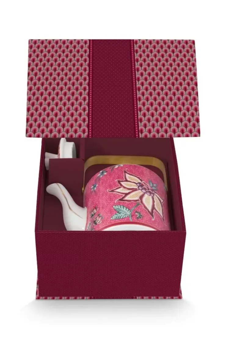 Pip Studio Oriental Flower Festival Theepot Donker Medium Roze Sale