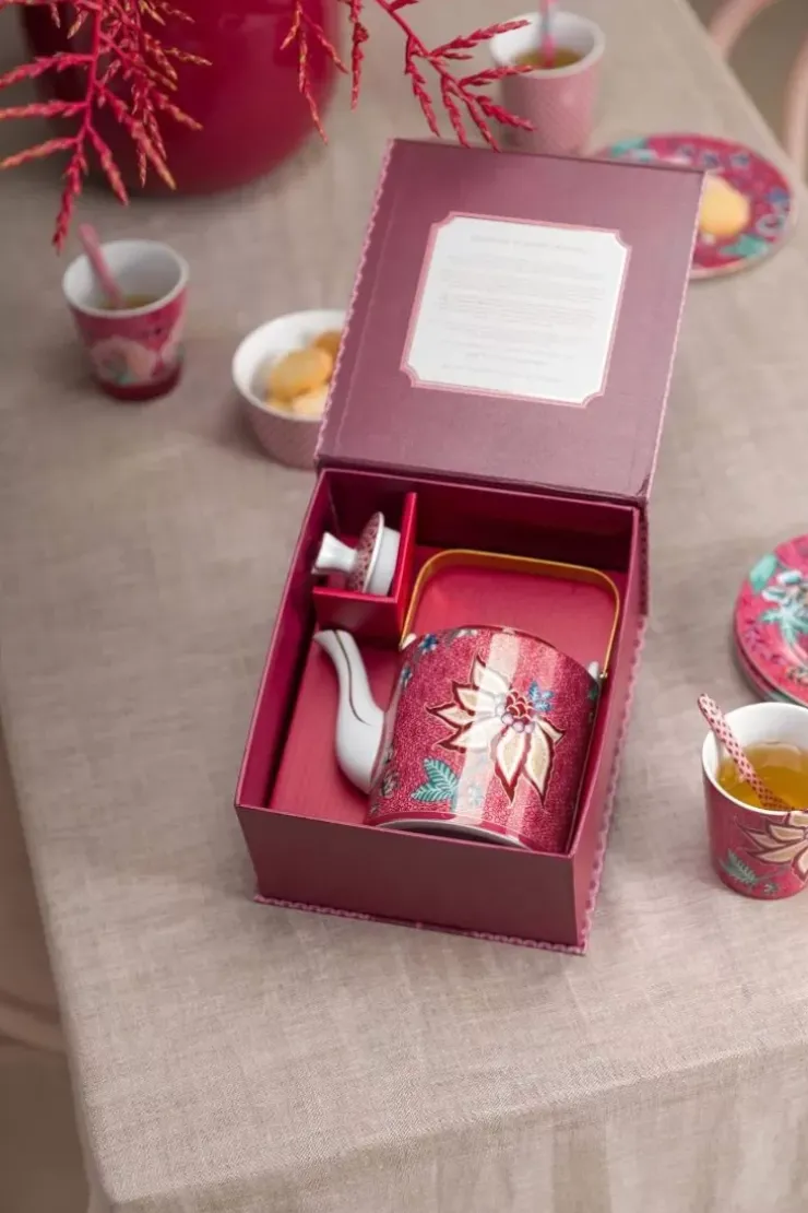 Pip Studio Oriental Flower Festival Theepot Donker Medium Roze Sale