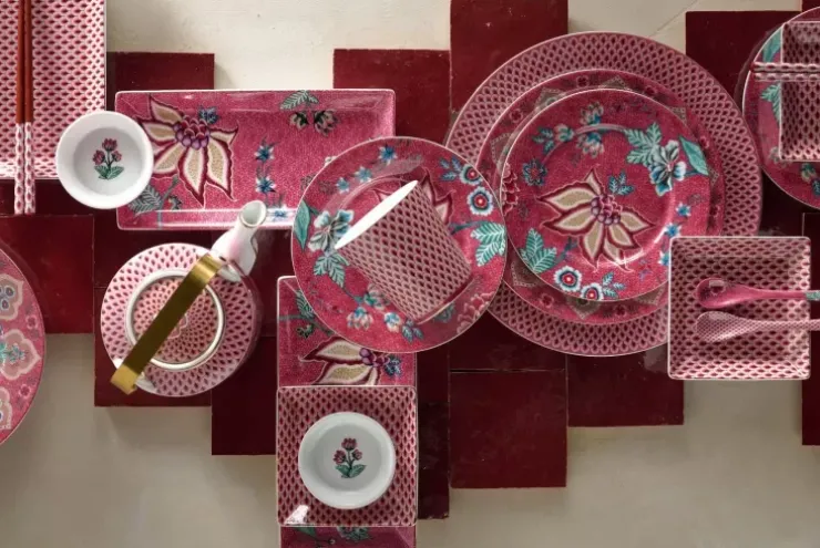 Pip Studio Oriental Flower Festival Set/4 Mokken Donker Roze Discount