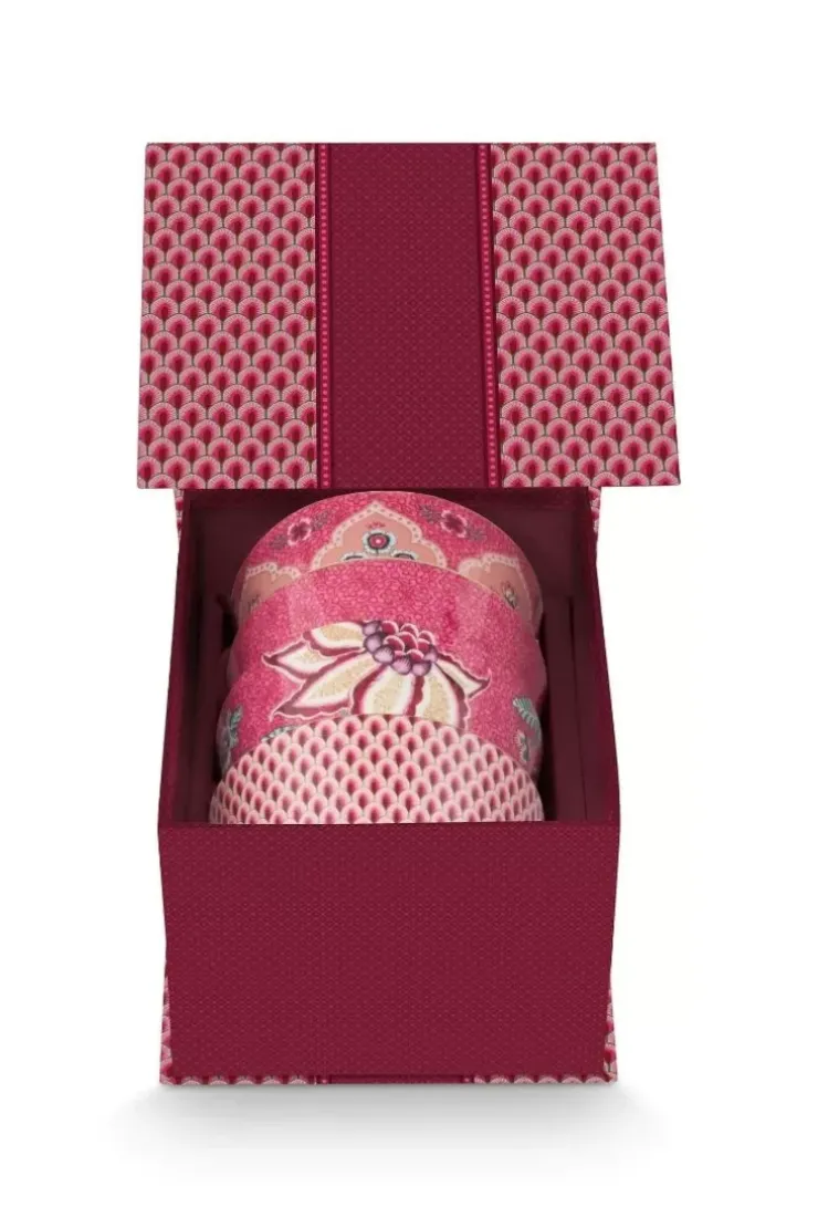 Pip Studio Oriental Flower Festival Set/4 Kommen Donker 12Cm Roze