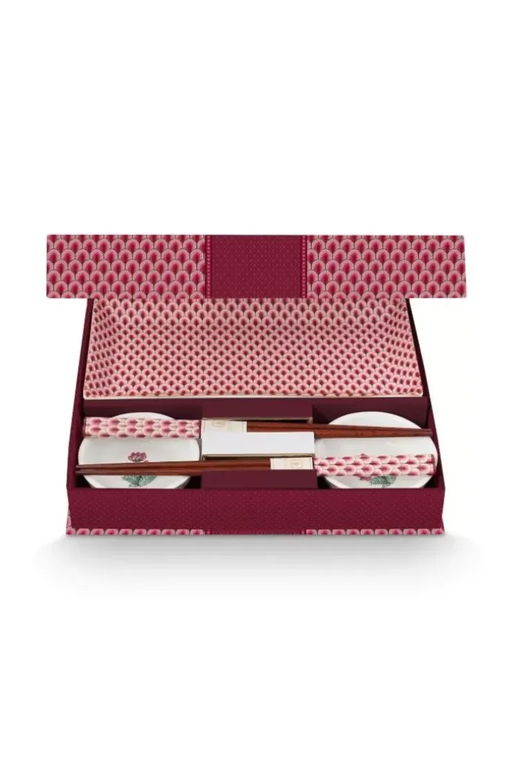 Pip Studio Oriental Flower Festival Set/6 Sushi Donker Roze
