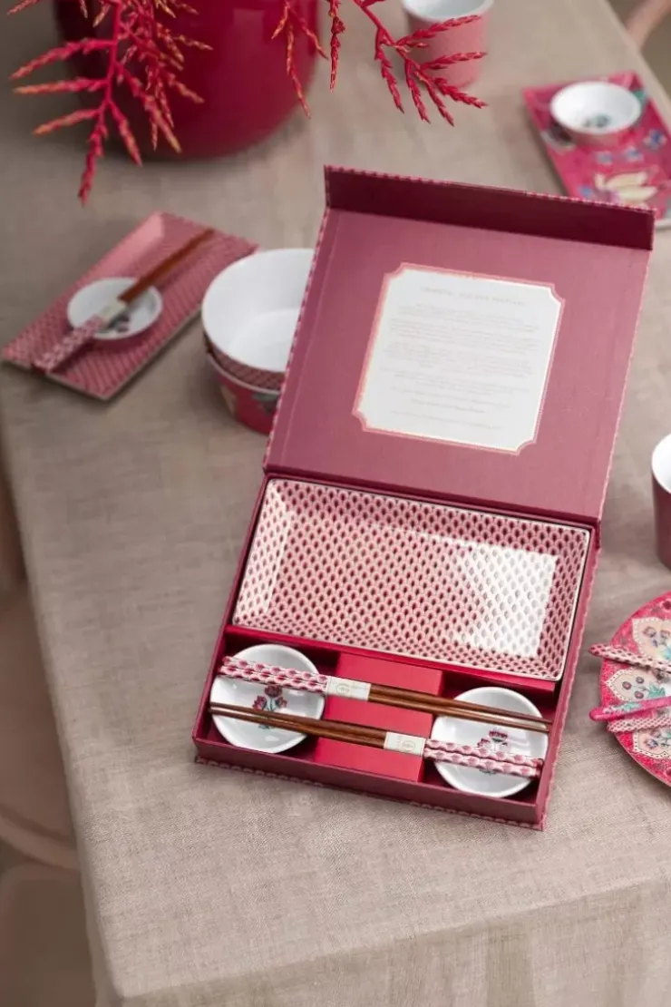 Pip Studio Oriental Flower Festival Set/6 Sushi Donker Roze